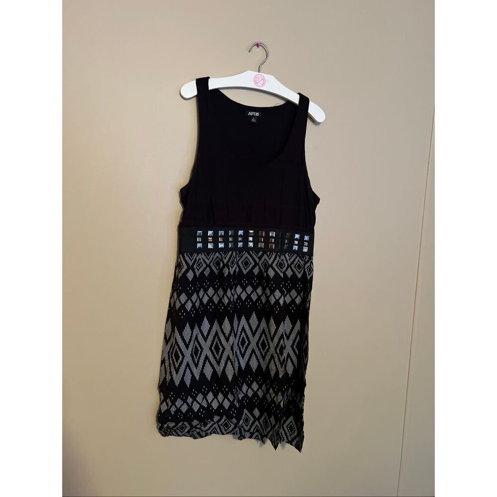 Apt. 9 Black Patterned Tank Top Dress Woman’s Size Medium Flaws